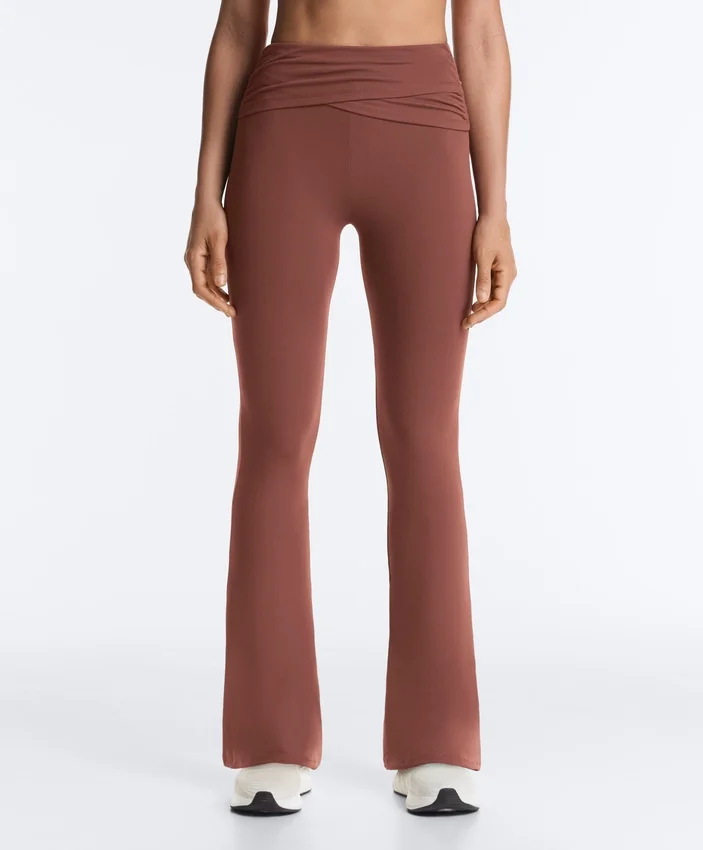 Draped Waist Comfortlux High Rise Flare Trousers Draped Waist Comfortlux High Rise Flare Trousers