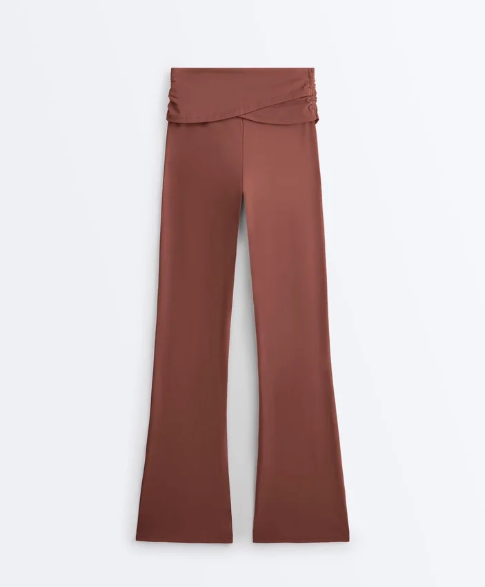 Draped Waist Comfortlux High Rise Flare Trousers Draped Waist Comfortlux High Rise Flare Trousers