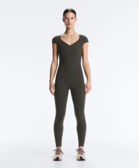 Evermove Short-Sleeve Long Jumpsuit