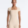Evermove Square Neck Short Jumpsuit