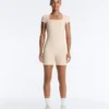 Evermove Square Neck Short Jumpsuit
