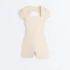 Evermove Square Neck Short Jumpsuit