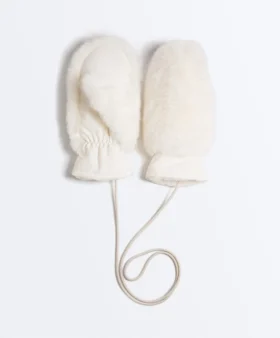 Faux Fur Mittens with Cord