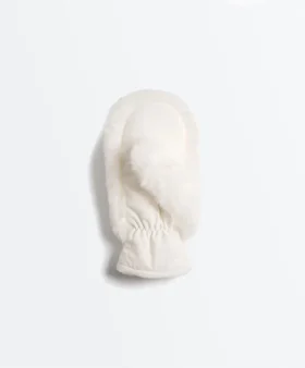 Faux Fur Mittens with Cord