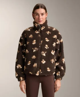 Faux-Shearling Floral Print Jacket