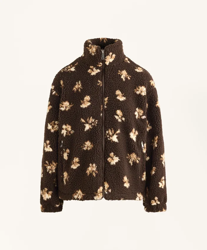 Faux-Shearling Floral Print Jacket Faux-Shearling Floral Print Jacket
