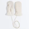 Faux-Shearling Mittens with Cord