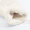 Faux-Shearling Mittens with Cord