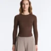 Fitted Long Sleeve Rib T-Shirt with Cotton and Modal Fitted Long Sleeve Rib T-Shirt with Cotton and Modal