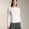 Fitted Long Sleeve Rib T-Shirt with Cotton and Modal Fitted Long Sleeve Rib T-Shirt with Cotton and Modal