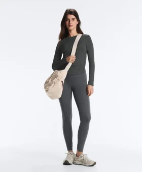 Fitted Long Sleeve Rib T-Shirt with Cotton and Modal