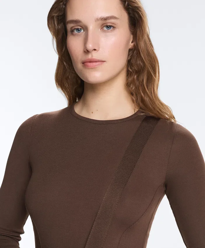 Fitted Long Sleeve Rib T-Shirt with Cotton and Modal Fitted Long Sleeve Rib T-Shirt with Cotton and Modal