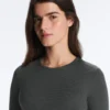 Fitted Long Sleeve Rib T-Shirt with Cotton and Modal Fitted Long Sleeve Rib T-Shirt with Cotton and Modal