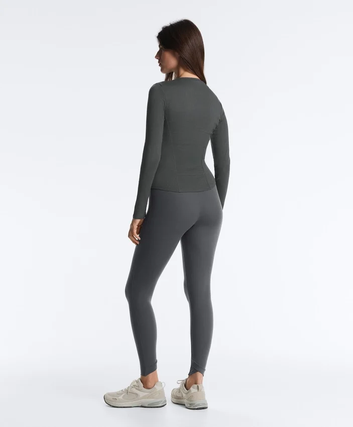 Fitted Long Sleeve Rib T-Shirt with Cotton and Modal Fitted Long Sleeve Rib T-Shirt with Cotton and Modal