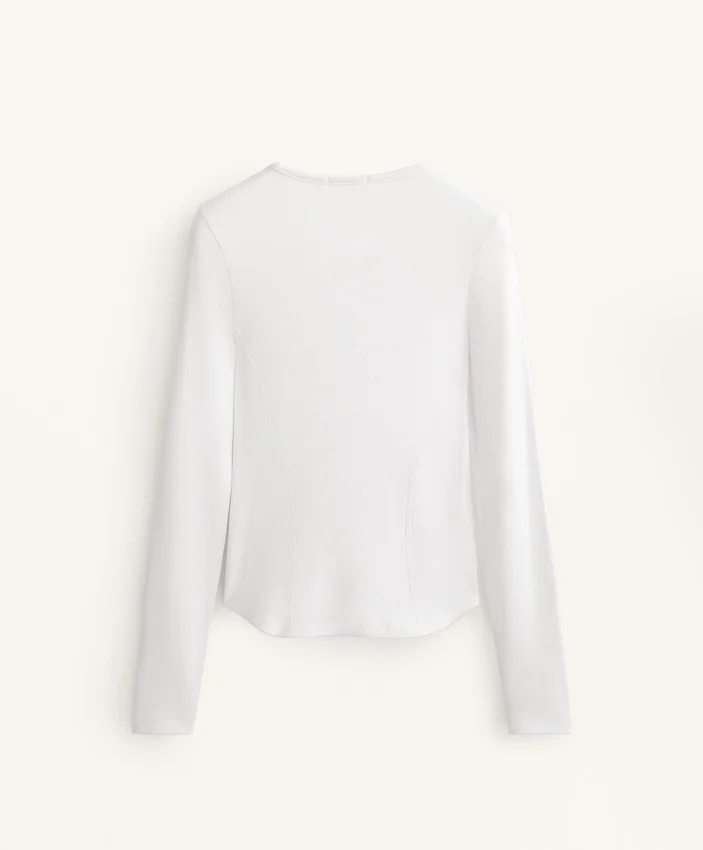 Fitted Long Sleeve Rib T-Shirt with Cotton and Modal Fitted Long Sleeve Rib T-Shirt with Cotton and Modal