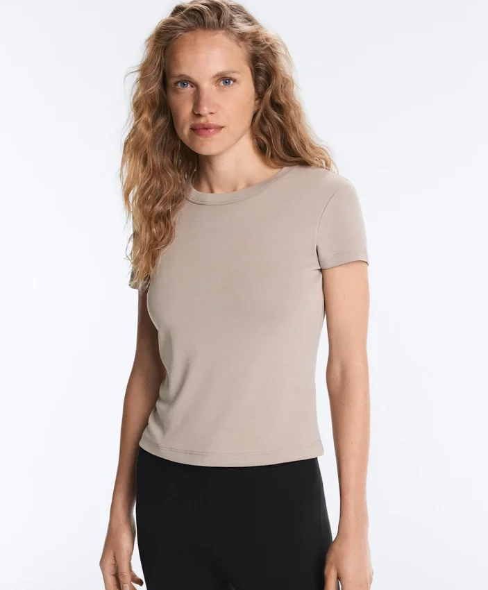 Fitted Modal Rib Short-Sleeve T-Shirt Fitted Modal Rib Short-Sleeve T-Shirt