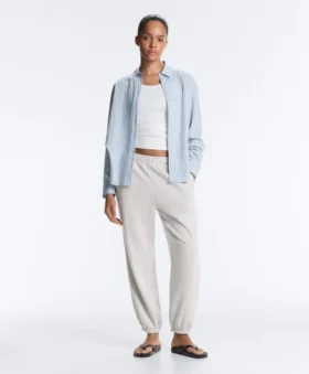 Fitted Rib Strap T-Shirt with Cotton and Modal