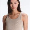 Fitted Rib Strap T-Shirt with Cotton and Modal Fitted Rib Strap T-Shirt with Cotton and Modal