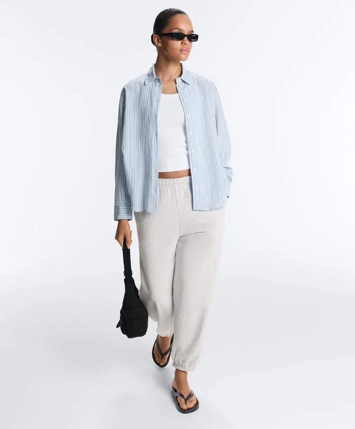 Fitted Rib Strap T-Shirt with Cotton and Modal Fitted Rib Strap T-Shirt with Cotton and Modal