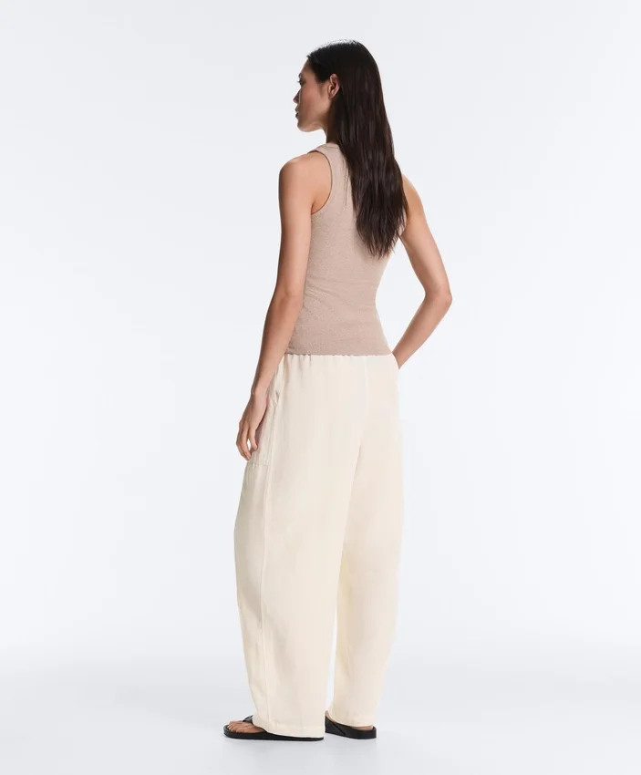 Fitted Rib Strap T-Shirt with Cotton and Modal Fitted Rib Strap T-Shirt with Cotton and Modal