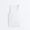 Fitted Rib Strap T-Shirt with Cotton and Modal Fitted Rib Strap T-Shirt with Cotton and Modal