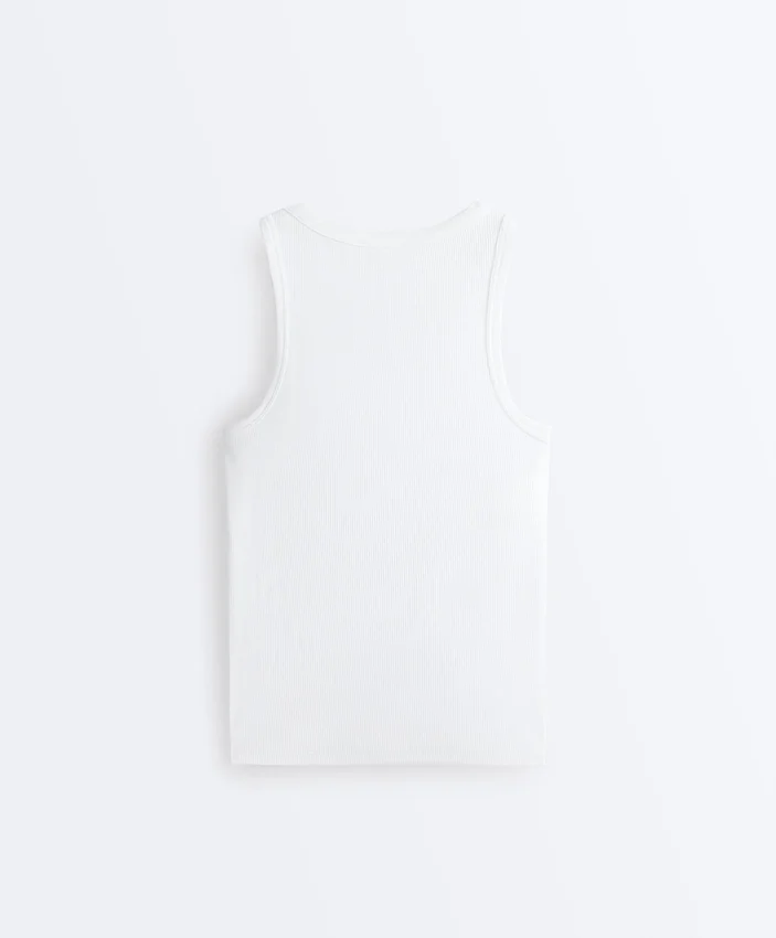 Fitted Rib Strap T-Shirt with Cotton and Modal Fitted Rib Strap T-Shirt with Cotton and Modal
