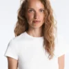 Fitted Short Sleeve Rib T-Shirt in Cotton Blend Fitted Short Sleeve Rib T-Shirt in Cotton Blend