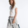 Fitted Short Sleeve Rib T-Shirt in Cotton Blend Fitted Short Sleeve Rib T-Shirt in Cotton Blend