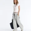 Fitted Short Sleeve Rib T-Shirt in Cotton Blend Fitted Short Sleeve Rib T-Shirt in Cotton Blend