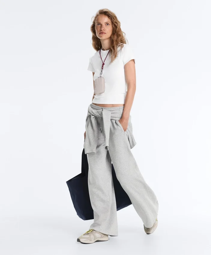 Fitted Short Sleeve Rib T-Shirt in Cotton Blend Fitted Short Sleeve Rib T-Shirt in Cotton Blend