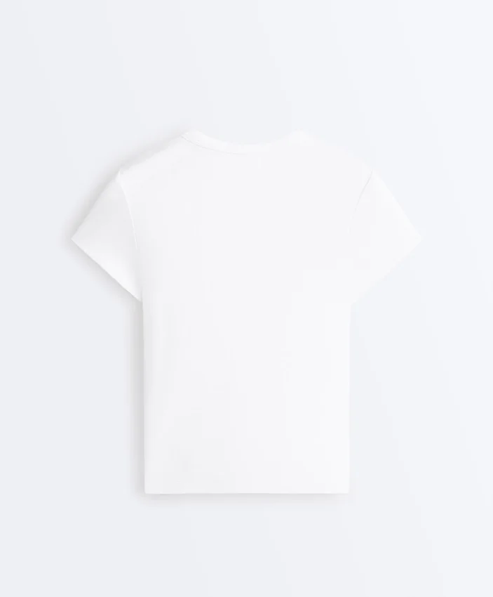 Fitted Short Sleeve Rib T-Shirt in Cotton Blend Fitted Short Sleeve Rib T-Shirt in Cotton Blend