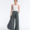 Floaty Trousers with Pleated Modal Blend Waist