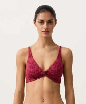 Geometric Jacquard Halter Bikini Top