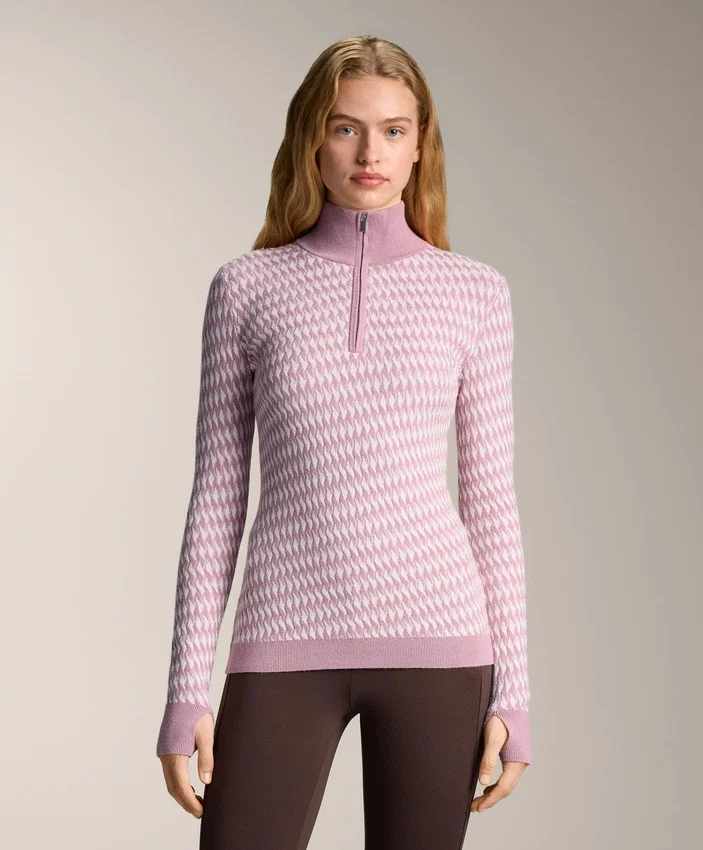 Geometric Jacquard Knit Thermal Base Layer Top Geometric Jacquard Knit Thermal Base Layer Top