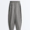 Gingham Lyocell Blend Balloon Trousers