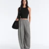 Gingham Lyocell Blend Balloon Trousers