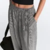 Gingham Lyocell Blend Balloon Trousers