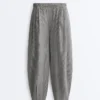 Gingham Lyocell Blend Balloon Trousers