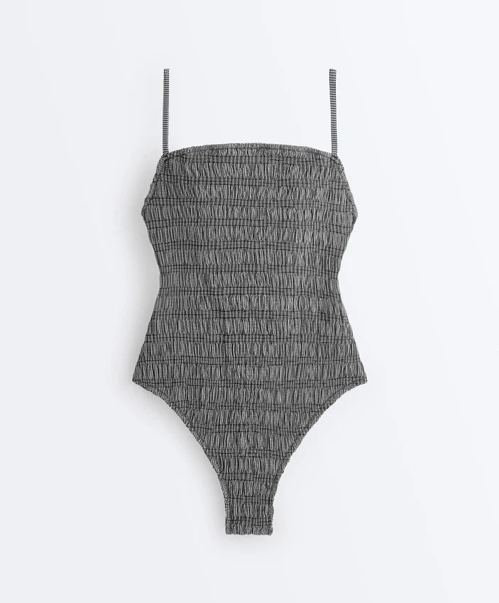 Gingham Smock Bandeau Swimsuit Gingham Smock Bandeau Swimsuit