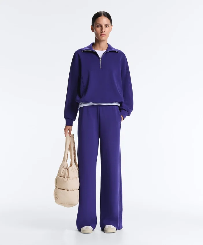 Wide-Leg Rib Straight Trousers with Brushed Modal Wide-Leg Rib Straight Trousers with Brushed Modal
