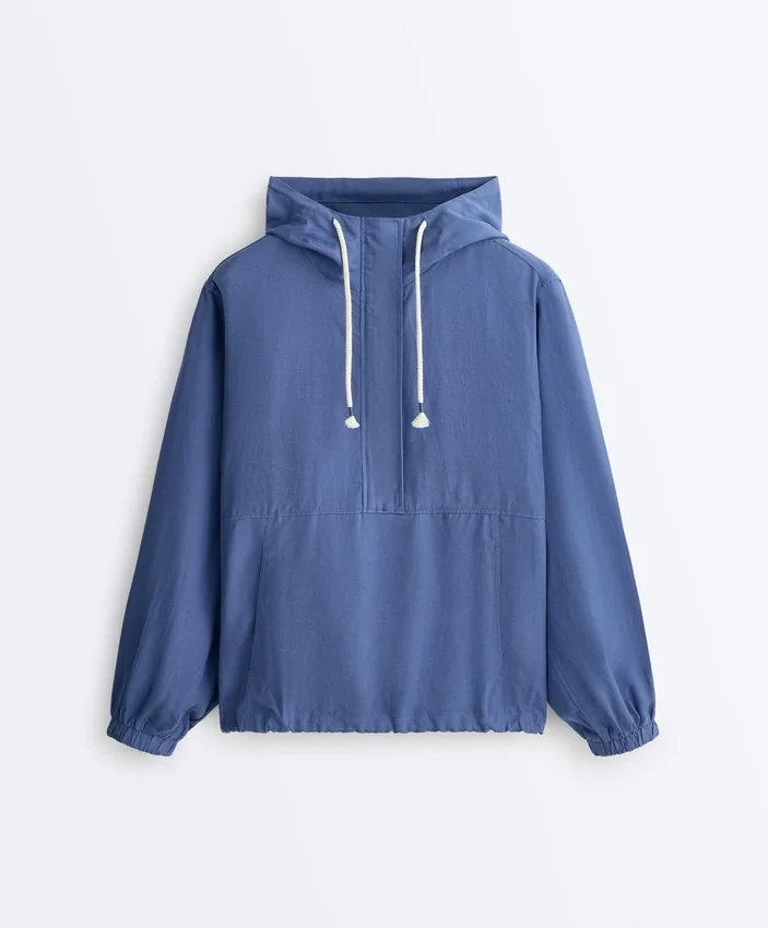 Half-Zip Sweatshirt with Front Pocket, Lyocell and 24% Linen Blend Half-Zip Sweatshirt with Front Pocket, Lyocell and 24% Linen Blend