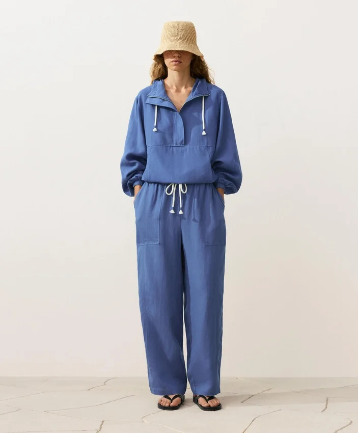 Half-Zip Sweatshirt with Front Pocket, Lyocell and 24% Linen Blend Half-Zip Sweatshirt with Front Pocket, Lyocell and 24% Linen Blend