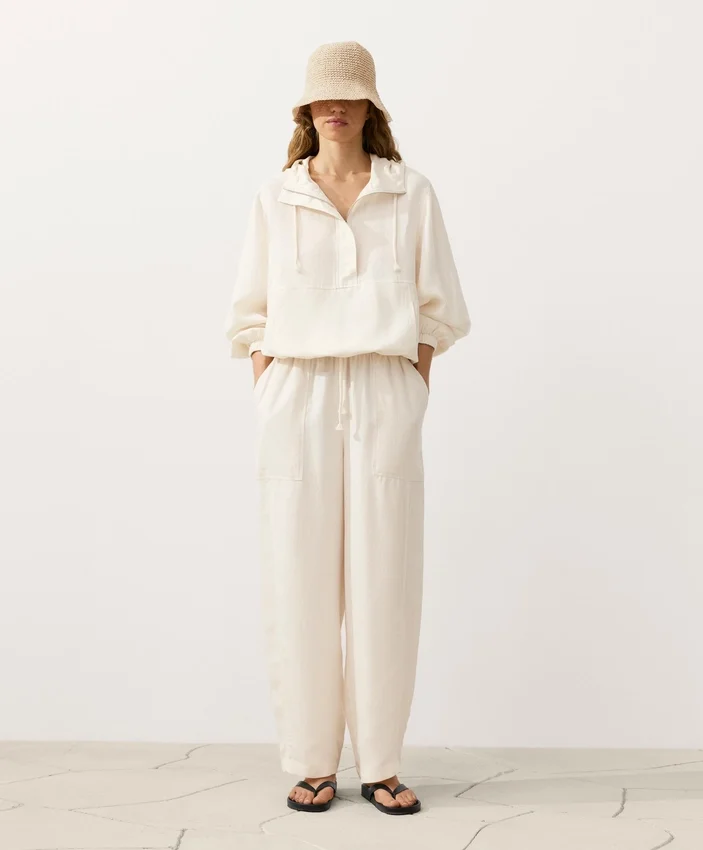 Half-Zip Sweatshirt with Front Pocket, Lyocell and 24% Linen Blend Half-Zip Sweatshirt with Front Pocket, Lyocell and 24% Linen Blend