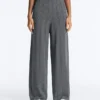 Herringbone Knit Straight-Leg Trousers