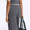 Herringbone Knit Straight-Leg Trousers