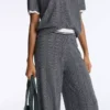 Herringbone Knit Straight-Leg Trousers