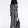 Herringbone Knit Straight-Leg Trousers