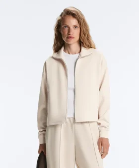 High Collar Pique Jacket with Cotton