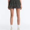 High Rise Compressive Check Balloon Mini Skirt