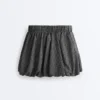 High Rise Compressive Check Balloon Mini Skirt